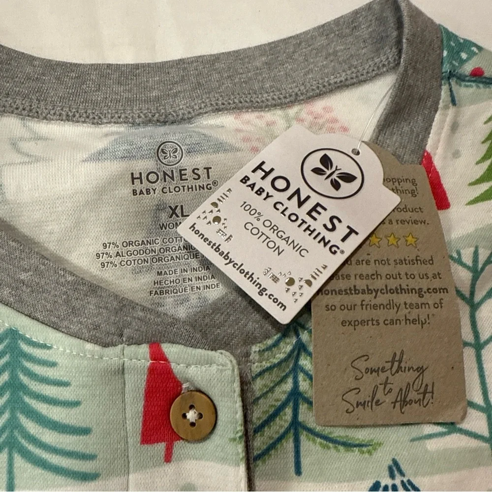 Honest Baby Co Festive‎ Tree Print Long Sleeve PJ Shirt